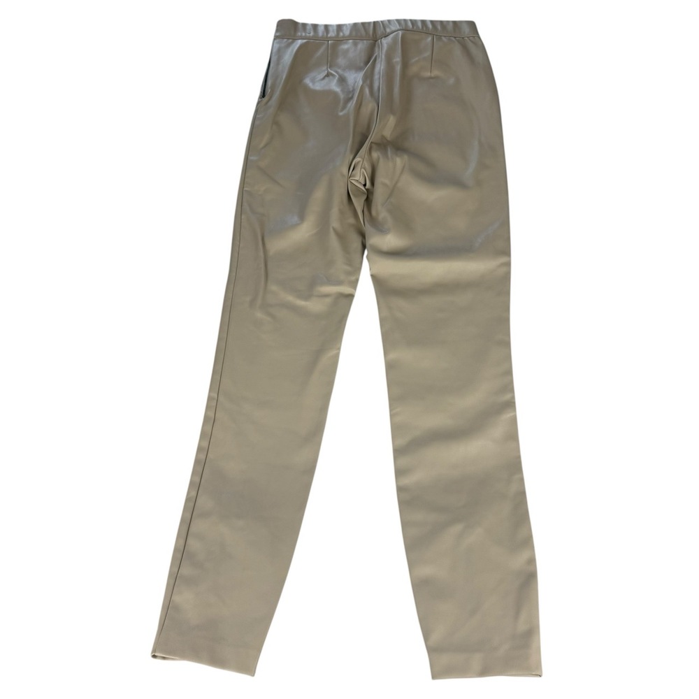 Zara Faux Leather Pants Womens Size Small Beige Skinny Ankle‎ Zipper Hem Modern - Picture 2 of 10